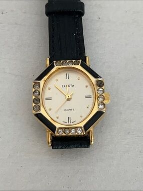 179W Exacta Vintage Gold-Tone Octagonal Wristwatch